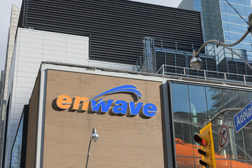 Fototapeta premium sign outside Pearl Street Energy Centre located at 123 Simcoe St, Toronto