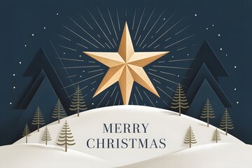 Merry Christmas Star Illustration Greeting Card
