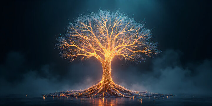 A neural network data tree representing AI growth