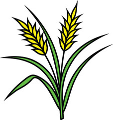 Rice Stalk Vector Illustration Colorful Botanical Graphic for Creative Projects