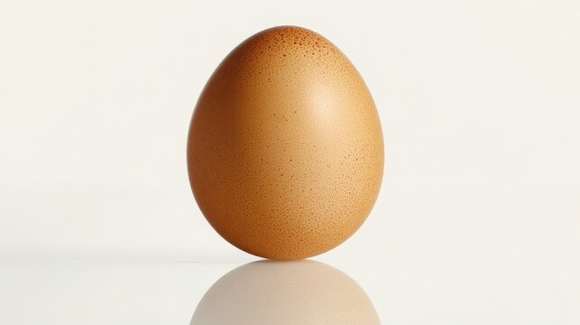 Farm-fresh large brown egg floating on invisible surface, rich umber tones with natural variations, professional product photography with perfect highlight reflection, absolute white infinity