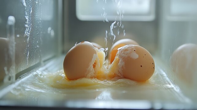 Lifelike step-by-step documentation of chicken egg breaking open in incubator, progressive stages showing membrane details and chick development from first pip to complete emergence, scientific