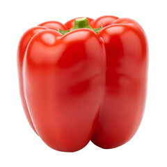 Vibrant red bell pepper, fresh and ripe, standing upright isolated on transparent background