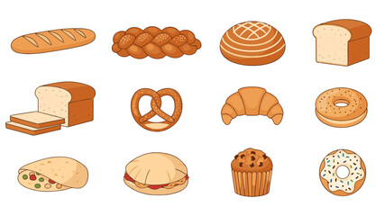 A delightful assortment of freshly baked breads and pastries, showcasing a diverse collection of delicious bakery items