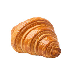 Golden, freshly baked croissant with flaky layers isolated on transparent background