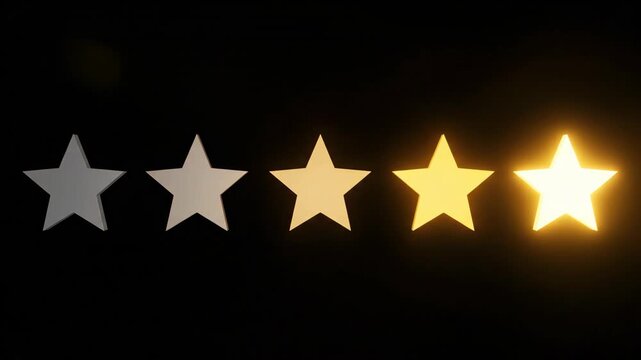Star Rating System Visuals - Glowing Stars on Black Backgrounds.