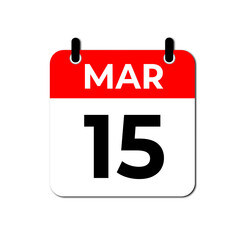 March 15 Calendar Icon, Fifteenth Day Flat Vector Symbol