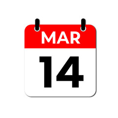 Calendar Icon Showing March 14th. Date Reminder Symbol for Pi Day and Event Planning Vector