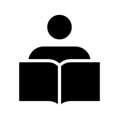 Studying person reading book for academic knowledge icon.
