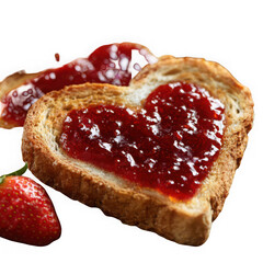  toasted slice of bread with heart shaped of strawberry jamtoasted slice of bread with heart shaped of strawberry jam.
