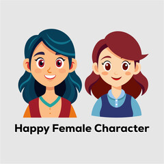 Happy Female Character Illustration