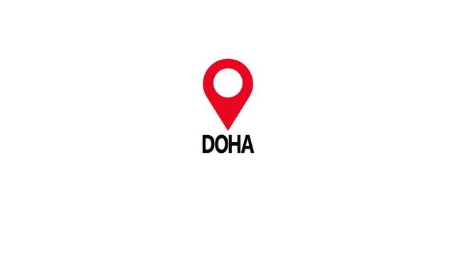 Location of the city of DOHA,the name of the place with the location has been displayed. GPS location tracking icon. Location pin icon search location idea for travl and gps navigation.