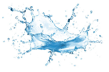 A splash of clear water captured mid-action. dynamic droplets and waves against a white background. ideal for illustrating freshness. purity. or fluidity in design
