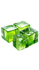 Stacked green cubes; semi-transparent, glistening surface