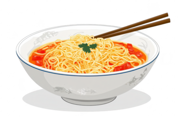 A bowl of steaming noodles garnished with fresh herbs. resting on a textured surface. with an inviting atmosphere suggesting a cozy dining experience