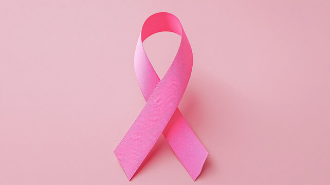 Pink Ribbon Symbol for Breast Cancer Awareness on Soft Pink Background