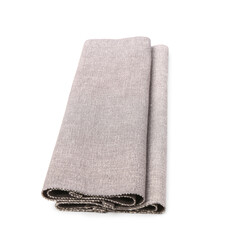 Folded fabric table mats on white background