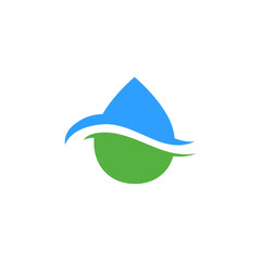 Fototapeta premium Water Drop and Green Wave Eco Symbol