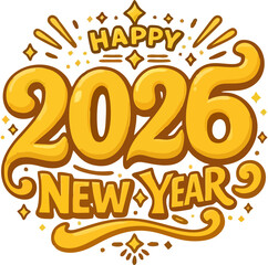 Happy 2026 New Year Gold Typography Celebration Design