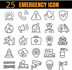 Emergency Set | Crisis & Safety Response Outline Icons | Minimal Rescue Collection