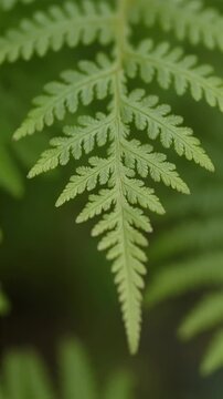 Detailed close-up of a green fern frond.