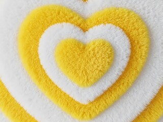 Three concentric hearts in yellow and white isolated on white background