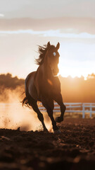 朝日とサラブレッド