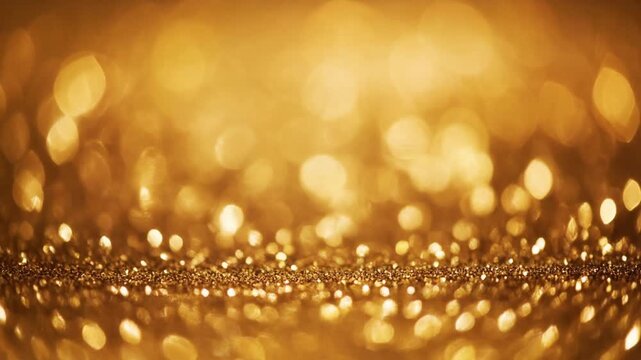 Luxurious Golden Glitter Background with Shimmering Bokeh Lights