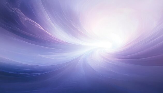 Abstract swirling vortex of soft light and color gradients in shades of purple and white creating a dreamy and ethereal atmosphere