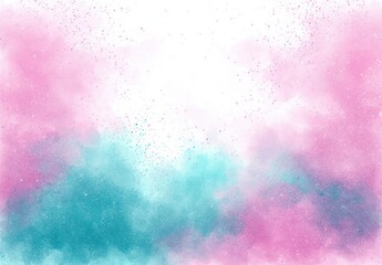 Fototapeta premium Soft pastel pink and blue watercolor texture with scattered paint splatters creating a dreamy and calming abstract background