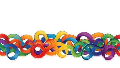 Continuous Loop Rainbow Ribbons Abstract Border Design