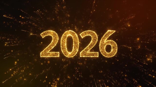 2026 Golden Particle Fireworks Celebration New Year Explosion