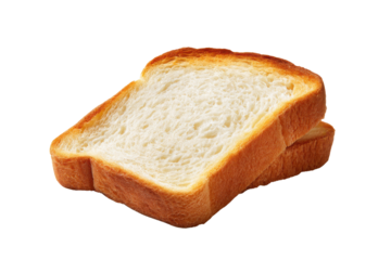 Two slices of white bread with golden brown crusts stacked on a black background food baked, Isolated On Transparent Background, Png