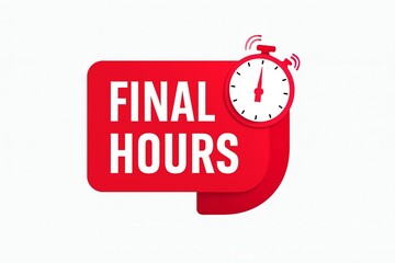 Red banner with the words final hours and a ticking clock symbolizing urgency and limited time offers
