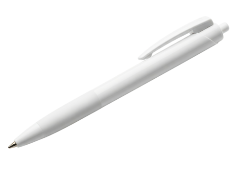 Generic white writing instrument for office use on a transparent background