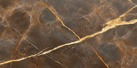close-up of dark brown and golden marbled stone surface with intersecting veins and natural texture