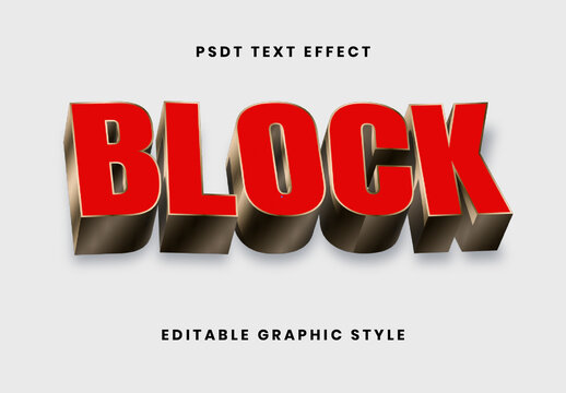 Red And Gold 3D Block Letter Text Effect Metallic Strong Outline Font