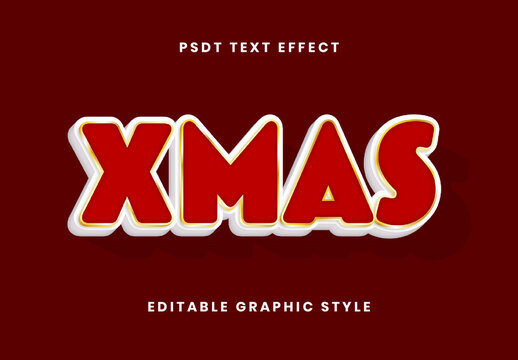 Red And White 3D Christmas Text Effect Festive Bold Font
