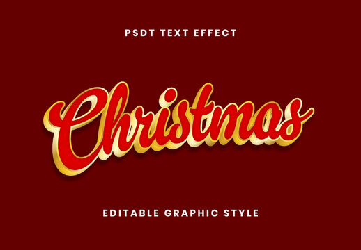 Red And Gold 3D Christmas Text Effect Script Holiday Font