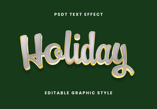 Silver And Gold 3D Christmas Text Effect Script Holiday Stripe Font