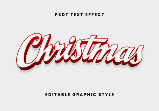 White And Red 3D Christmas Text Effect Script Holiday Outline Font