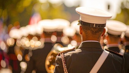 Military Band Performing for Veterans Day,A military band performs traditional patriotic music to honor veterans and celebrate their service.