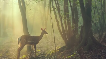 Graceful deer standing in a serene forest clearing
