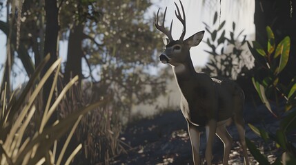 Graceful deer standing in a serene forest clearing