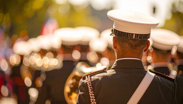 Military Band Performing for Veterans Day,A military band performs traditional patriotic music to honor veterans and celebrate their service. - Powered by Adobe