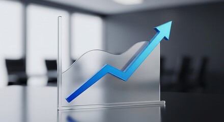 Business graph with arrow on white background