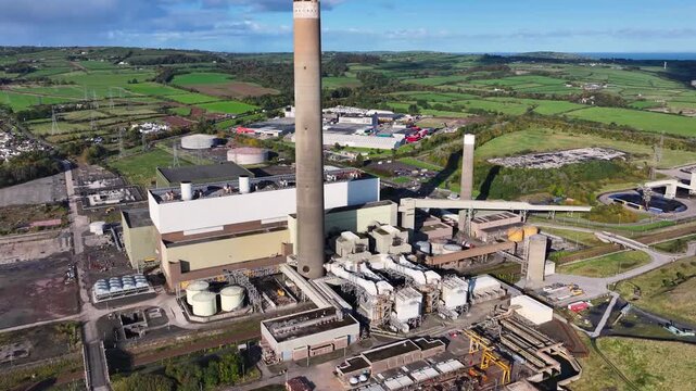 Aerial Video of Kilroot Power Electrical Station Eden Carrickfergus County Antrim Northern Ireland 21-02-25
