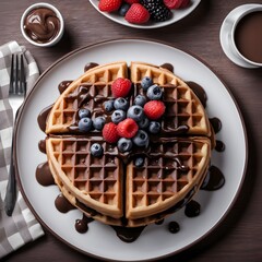 Waffles de chocolate simple and hyper realistic photography 