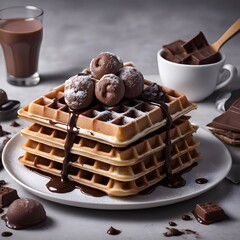 Waffles de chocolate simple and hyper realistic photography 
