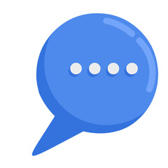 Blue Speech Bubble Icon for Chat or Message Notification
